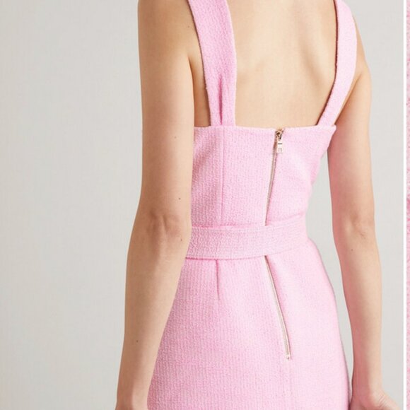$545 Rebecca Vallance Barbie Garance pearl belt Tweed Mini Dress Pink au 10 us 6 - Picture 2 of 7